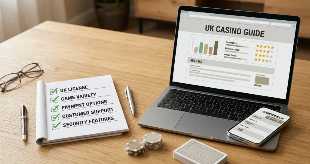 Illustration of a casino bonus checklist with free-spins and wagering symbols